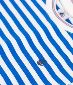 Petit Bateau T-Shirts, Poloshirts, Hemden*Kurzärmeliges Kinder-T-Shirt aus Baumwolle mit Streifen blau PORCELANA/ MARSHMALLOW