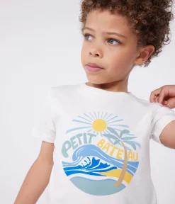 Petit Bateau T-Shirts, Poloshirts, Hemden*Kurzärmeliges Kinder-T-Shirt aus bedruckter Baumwolle weiss MARSHMALLOW