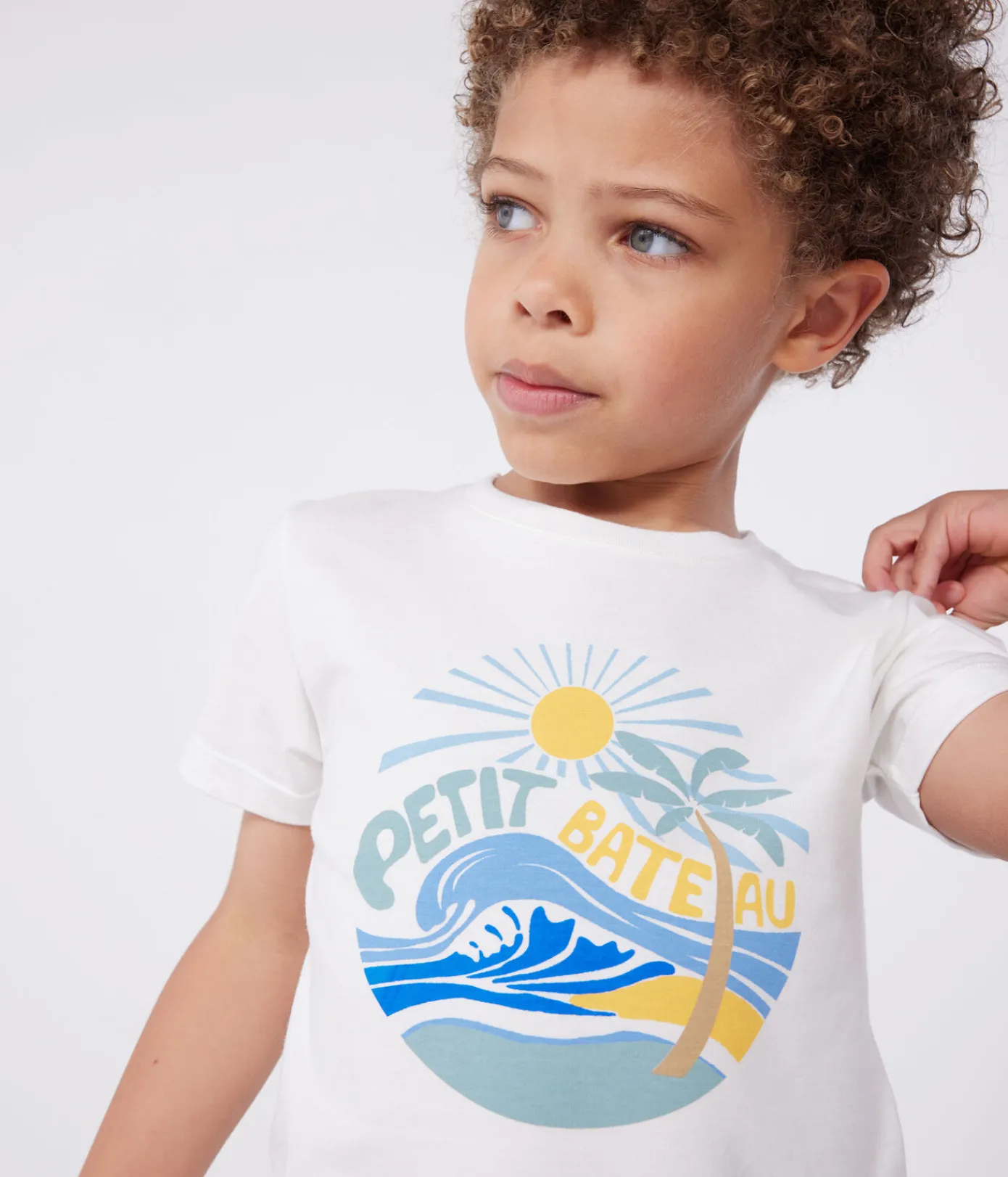 Petit Bateau T-Shirts, Poloshirts, Hemden*Kurzärmeliges Kinder-T-Shirt aus bedruckter Baumwolle weiss MARSHMALLOW