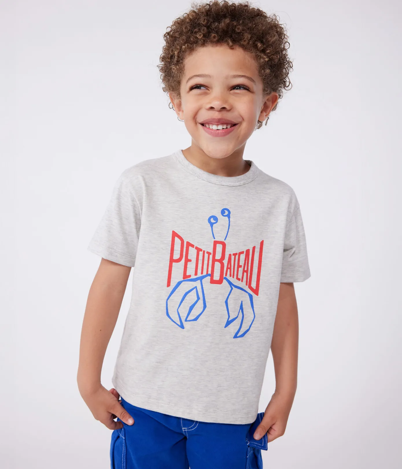 Petit Bateau T-Shirts, Poloshirts, Hemden*Kurzärmeliges Kinder-T-Shirt aus bedruckter Baumwolle grau BELUGA CHINE