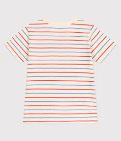 Petit Bateau T-Shirts, Tops, Oberteile*Kurzärmeliges Kinder-T-Shirt aus Baumwolle mit Streifen und Herz weiss AVALANCHE/ MULTICO