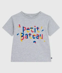 Petit Bateau T-Shirts, Poloshirts, Hemden*Kurzärmeliges Kinder-T-Shirt mit Muster grau FUMEE CHINE