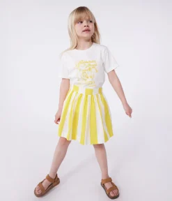 Petit Bateau T-Shirts, Tops, Oberteile*Kurzärmeliges Kinder-T-Shirt aus bedruckter Baumwolle weiss MARSHMALLOW/ ORGE