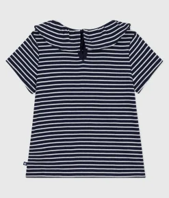 Petit Bateau T-Shirts, Tops, Oberteile*Kurzärmeliges Kinder-T-Shirt mit Streifen blau SMOKING/weiss MARSHMALLOW