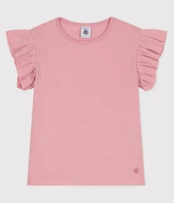 Petit Bateau T-Shirts, Tops, Oberteile*Kurzärmeliges Kinder-T-Shirt aus einfarbiger Baumwolle rosa CHARME