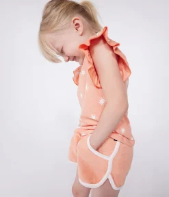 Petit Bateau T-Shirts, Tops, Oberteile*Kurzärmeliges Kinder-T-Shirt aus bedruckter Baumwolle orange ABRICOT/ MARSHMALLOW