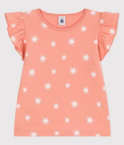 Petit Bateau T-Shirts, Tops, Oberteile*Kurzärmeliges Kinder-T-Shirt aus bedruckter Baumwolle orange ABRICOT/ MARSHMALLOW