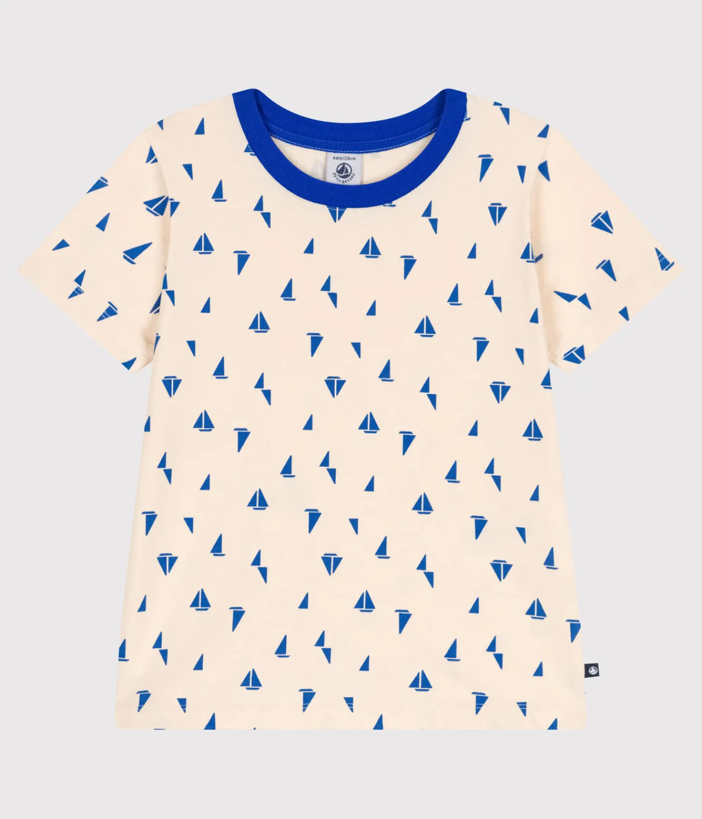Petit Bateau T-Shirts, Poloshirts, Hemden*Kurzärmeliges Kinder-T-Shirt aus bedruckter Baumwolle blau AVALANCHE/weiss PERSE