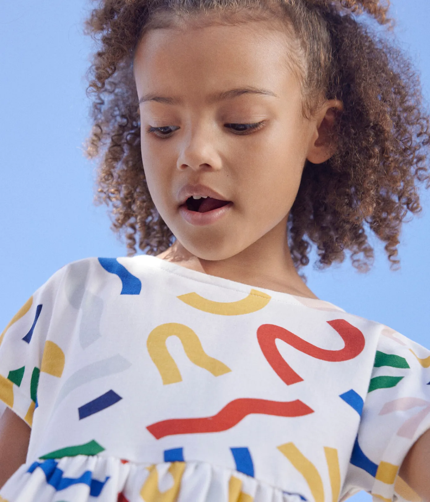 Petit Bateau Kleider, Röcke*Kurzärmeliges Kleid mit Printmotiv aus Baumwolle Kinder/Mädchen weiss MARSHMALLOW/weiss MULTICO