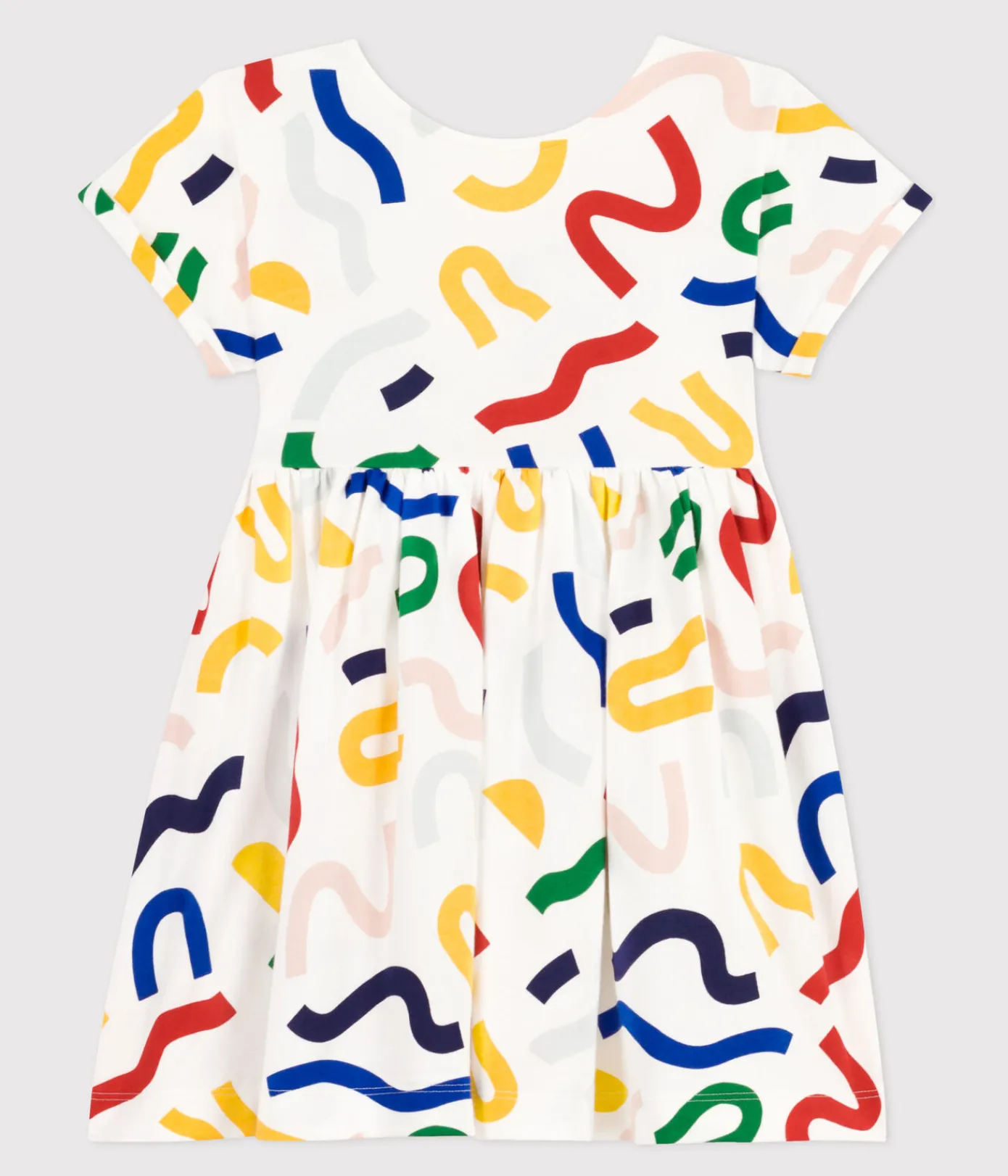 Petit Bateau Kleider, Röcke*Kurzärmeliges Kleid mit Printmotiv aus Baumwolle Kinder/Mädchen weiss MARSHMALLOW/weiss MULTICO