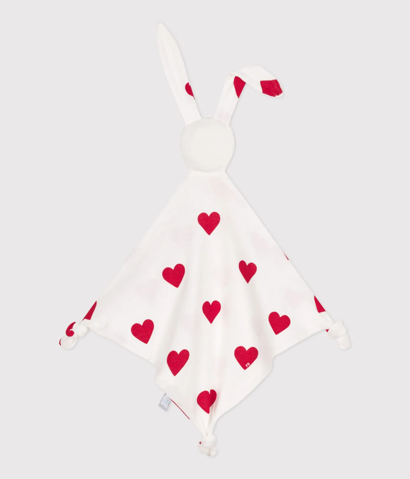 Petit Bateau Kuscheltiere|Newborn*Kuscheltier aus Baumwolle, mit Herzmotiv weiss MARSHMALLOW/ROT TERKUIT