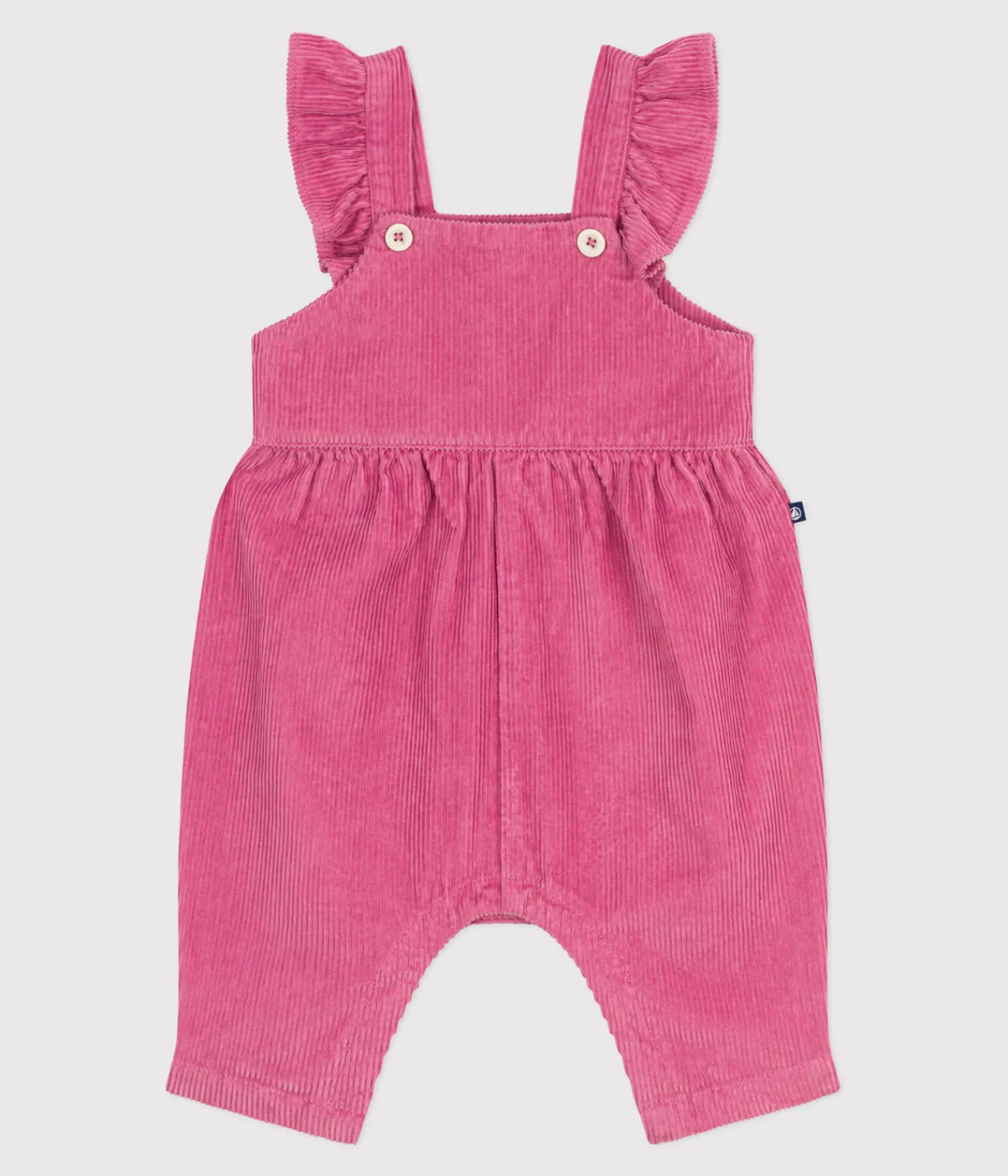 Petit Bateau Sets, Overalls & Latzhosen*Langbeinige Baby-Latzhose aus einfarbigem Fein-Cord mit Volants BOUDOIR