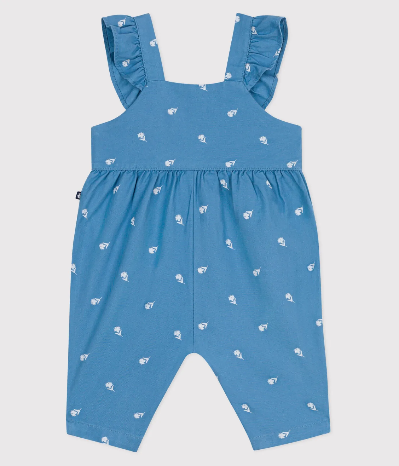 Petit Bateau Sets, Overalls & Latzhosen*Langbeinige Baby-Latzhose aus Baumwolle mit bestickten Blumen blau ALASKA/weiss MARSHMALLOW