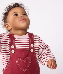 Petit Bateau Sets, Overalls & Latzhosen*Langbeinige Baby-Latzhose aus farbigem Denim AMARANTE