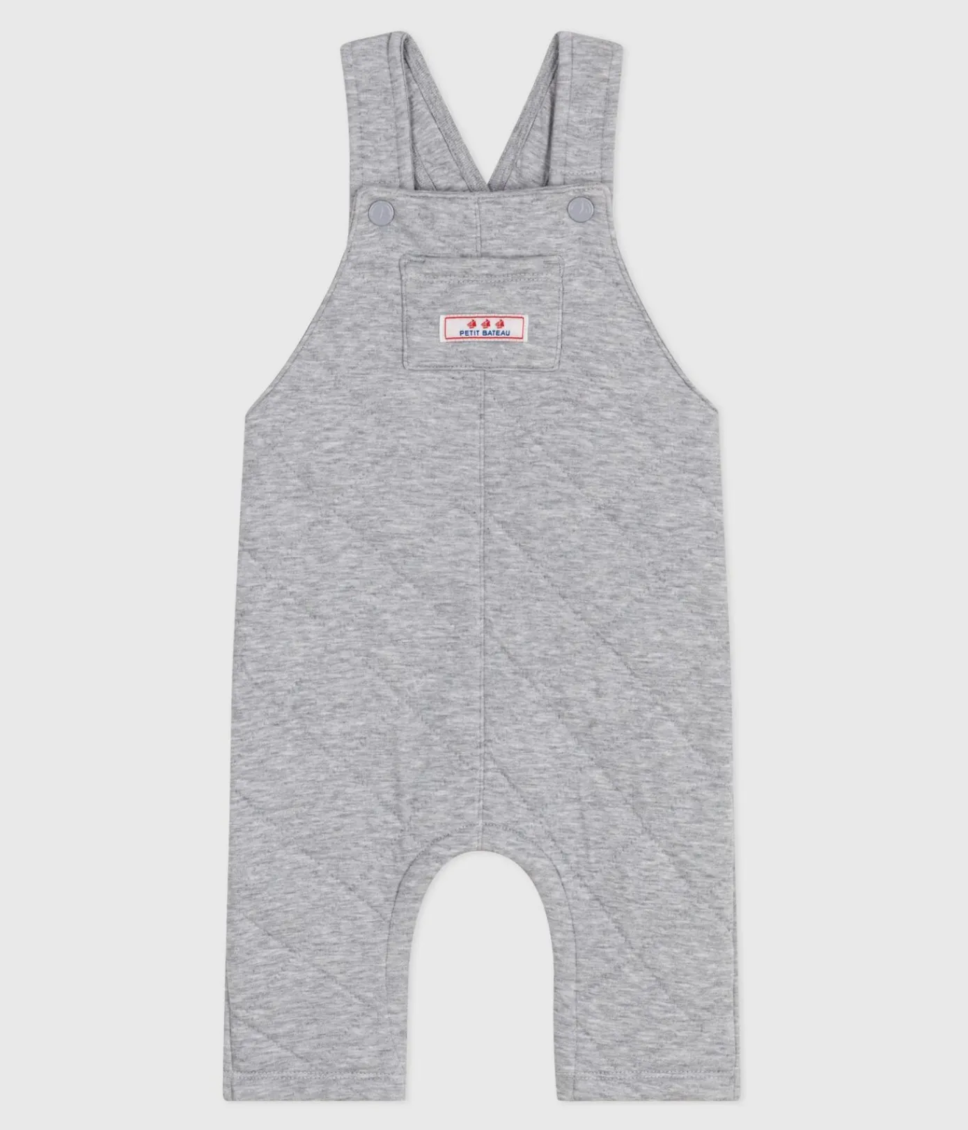 Petit Bateau Sets, Overalls & Latzhosen*Langbeinige Baby-Latzhose aus einfarbigem dicken Jersey grau FUMEE CHINE