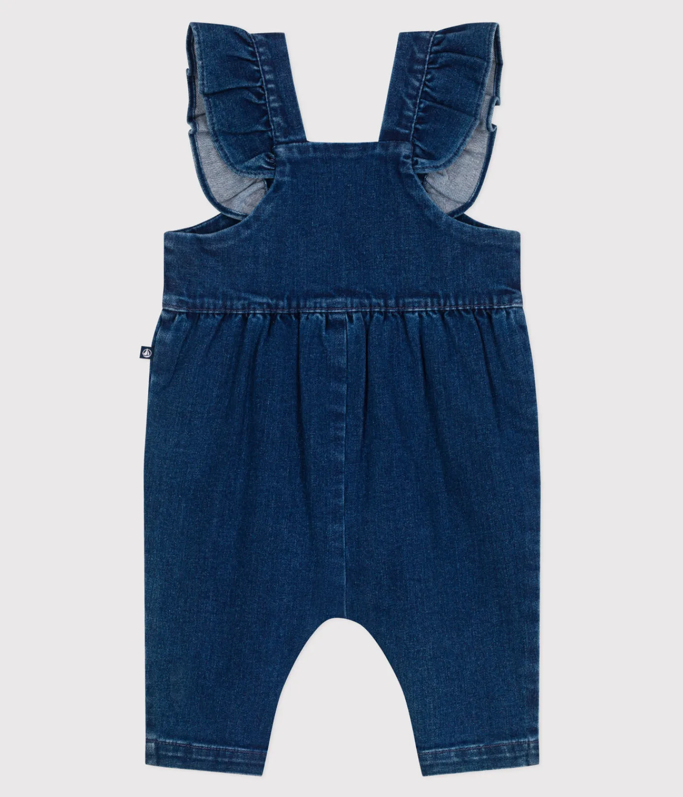 Petit Bateau Sets, Overalls & Latzhosen*Langbeinige Baby-Latzhose mit Volants aus Jeansstoff mit Elastan. blau DENIM MOYEN