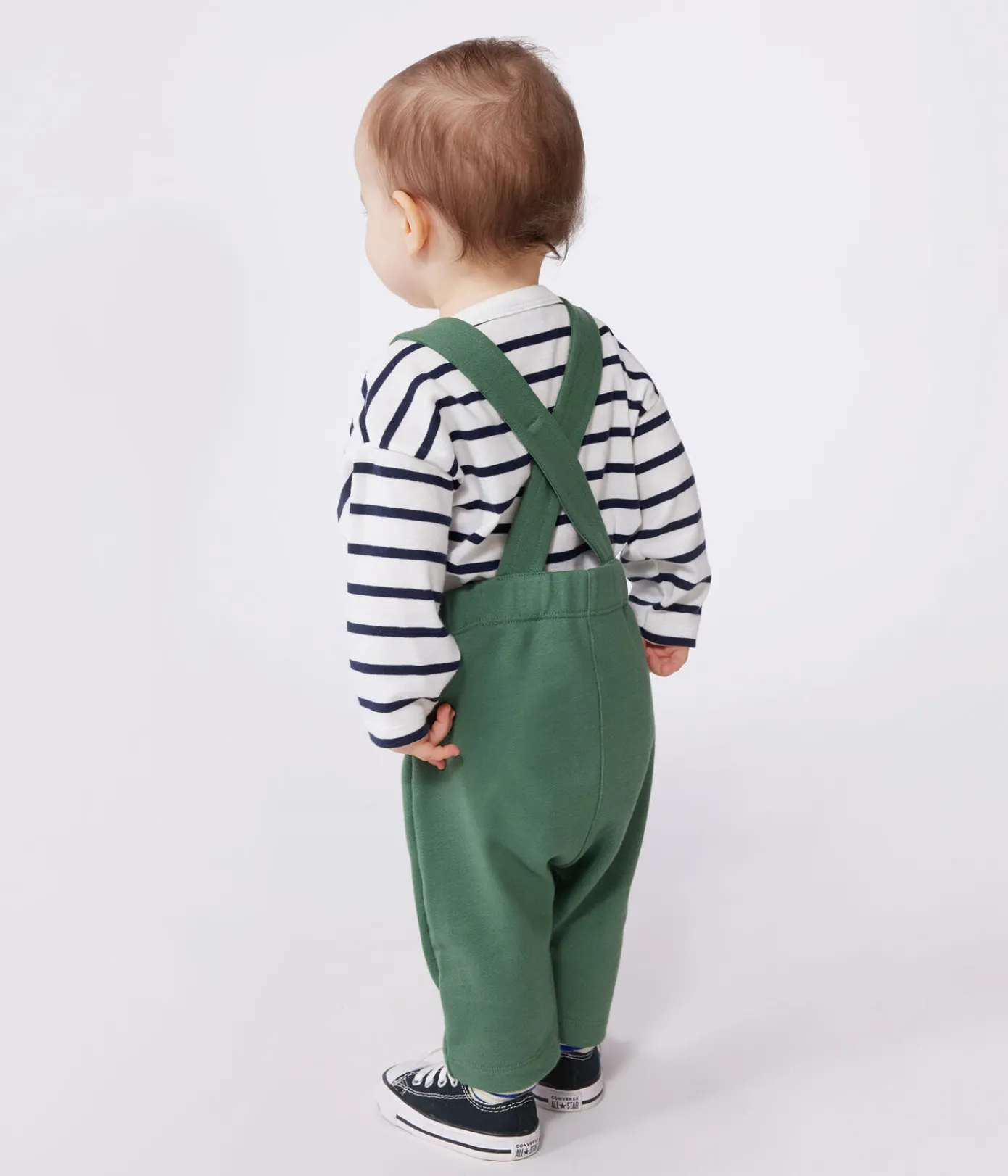 Petit Bateau Sets, Overalls & Latzhosen*Langbeinige Baby-Latzhose aus einfarbiger Baumwolle grün PALMERAIE