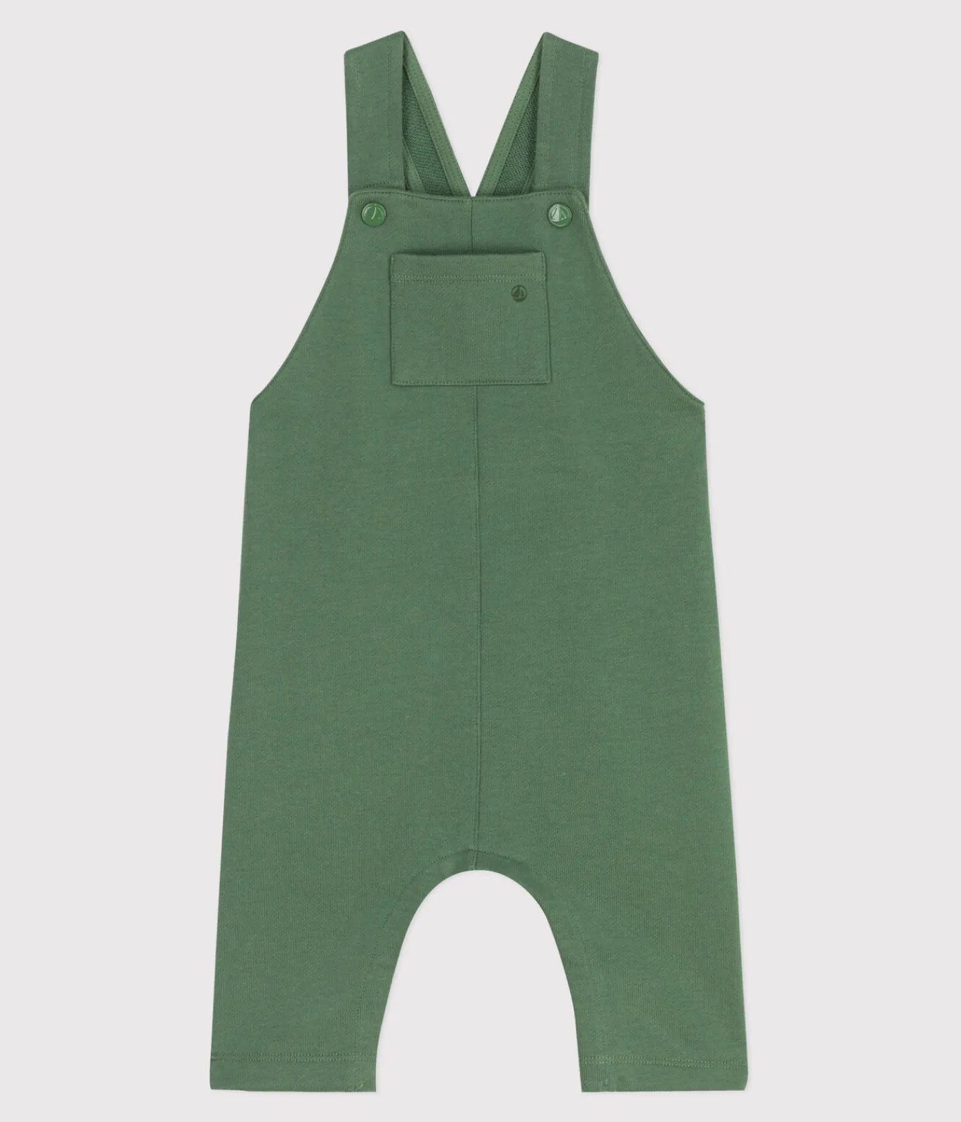 Petit Bateau Sets, Overalls & Latzhosen*Langbeinige Baby-Latzhose aus einfarbiger Baumwolle grün PALMERAIE