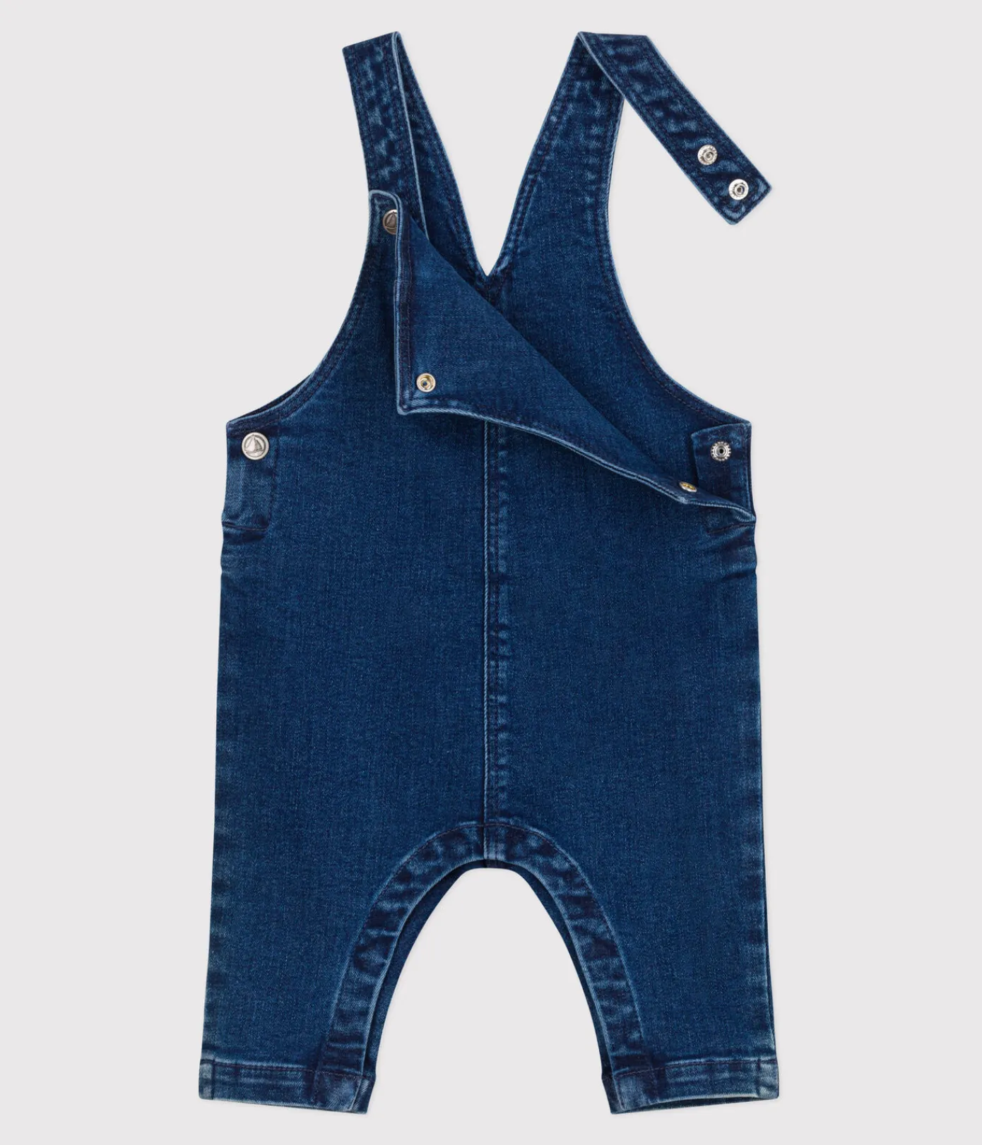 Petit Bateau Sets, Overalls & Latzhosen*Langbeinige Baby-Latzhose aus Jeansstoff mit Elastan. blau DENIM MOYEN