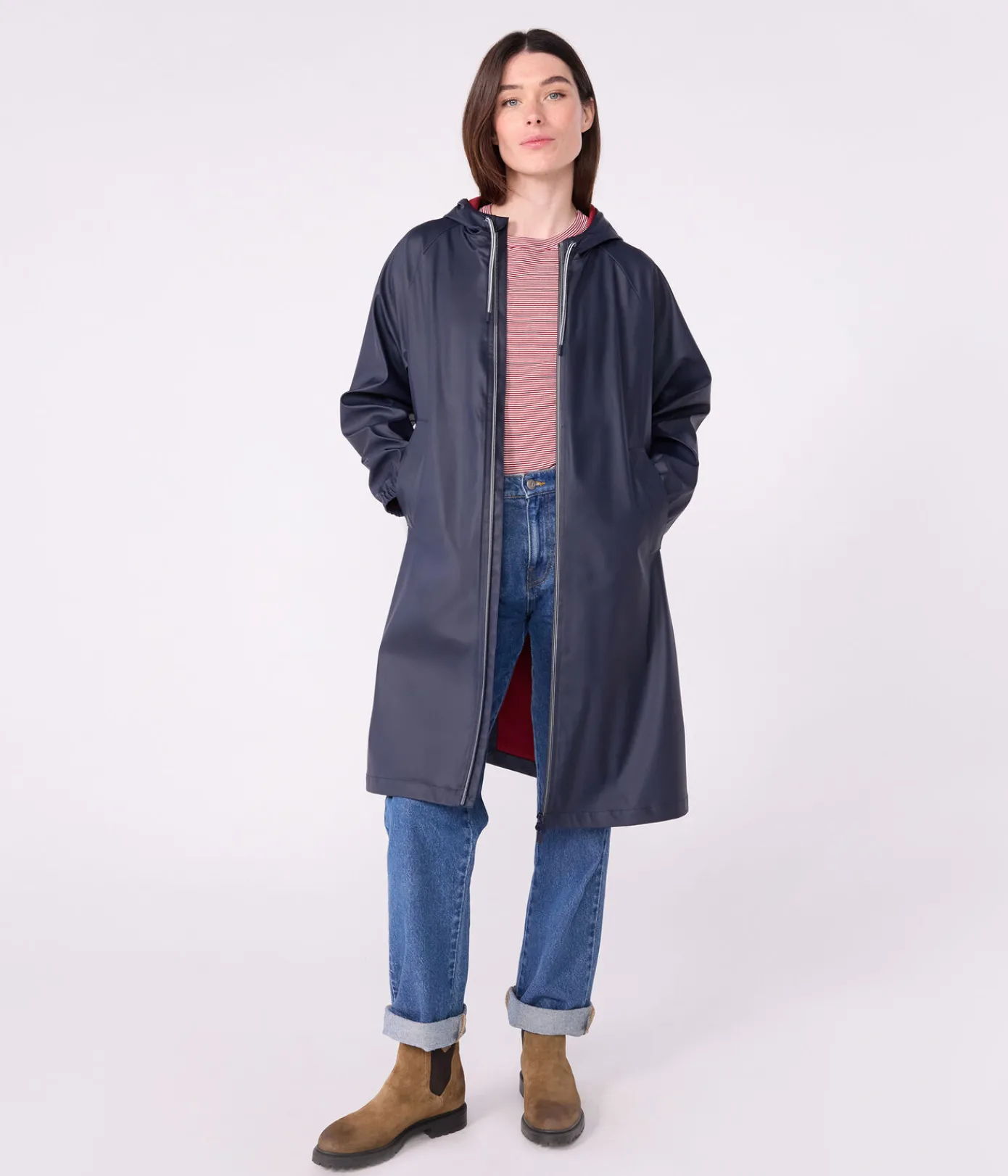 Petit Bateau Herren|Jacken, Mäntel*Lange Damen-Regenjacke mit zwei Farben blau SMOKING