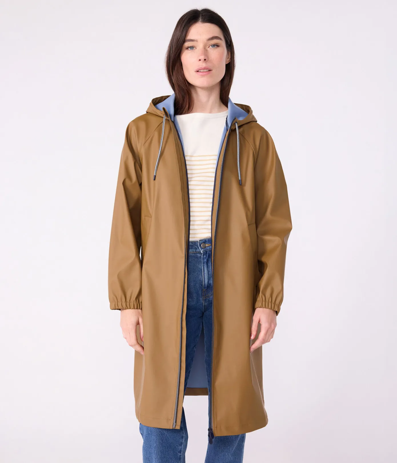 Petit Bateau Herren|Jacken, Mäntel*Lange Damen-Regenjacke mit zwei Farben braun ROCHE