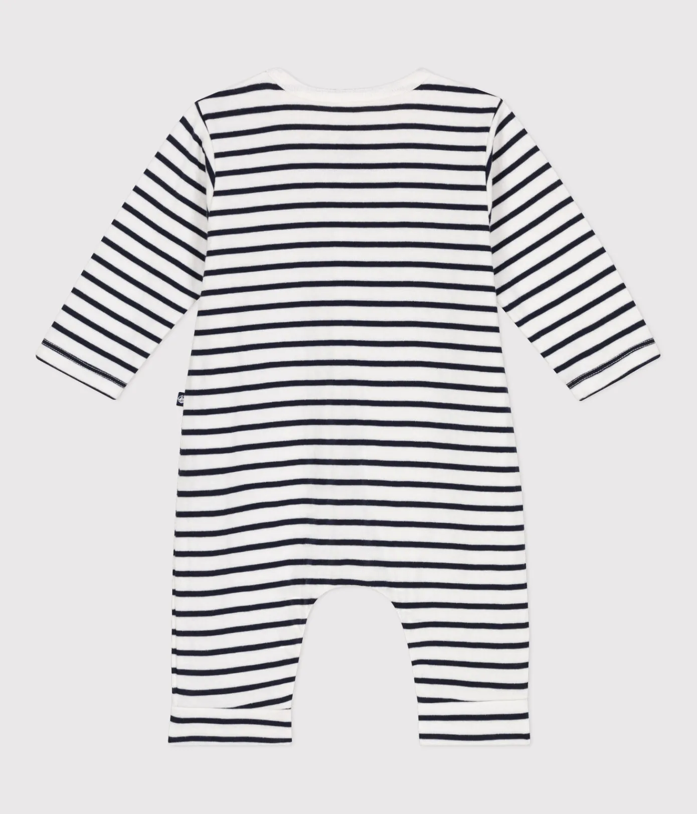 Petit Bateau Sets, Overalls & Latzhosen|Newborn*Langer Baby-Overall aus Doppeljersey weiss MARSHMALLOW/blau SMOKING
