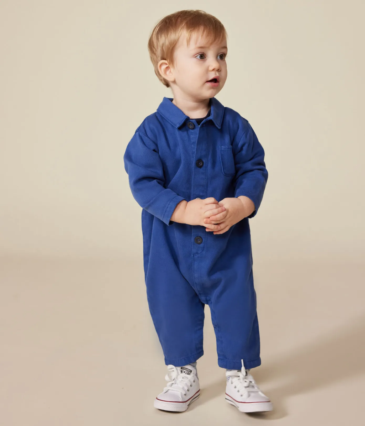 Petit Bateau Sets, Overalls & Latzhosen*Langer Baby-Overall aus Lyocell-Baumwolle blau INCOGNITO