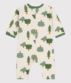 Petit Bateau Sets, Overalls & Latzhosen*Langer Baby-Overall aus Molton beige MONTELIMAR/weiss MULTICO