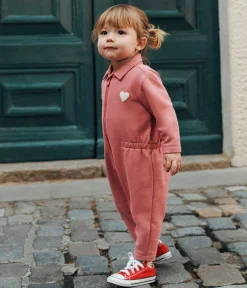 Petit Bateau Sets, Overalls & Latzhosen*Langer Baby-Overall aus Molton rosa ROSEWOOD