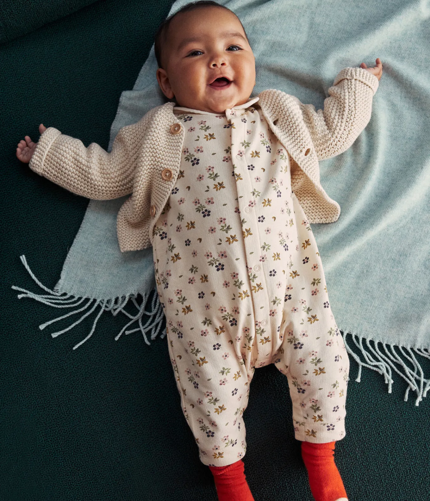 Petit Bateau Sets, Overalls & Latzhosen|Newborn*Langer Baby-Overall aus Molton weiss AVALANCHE/ MULTICO