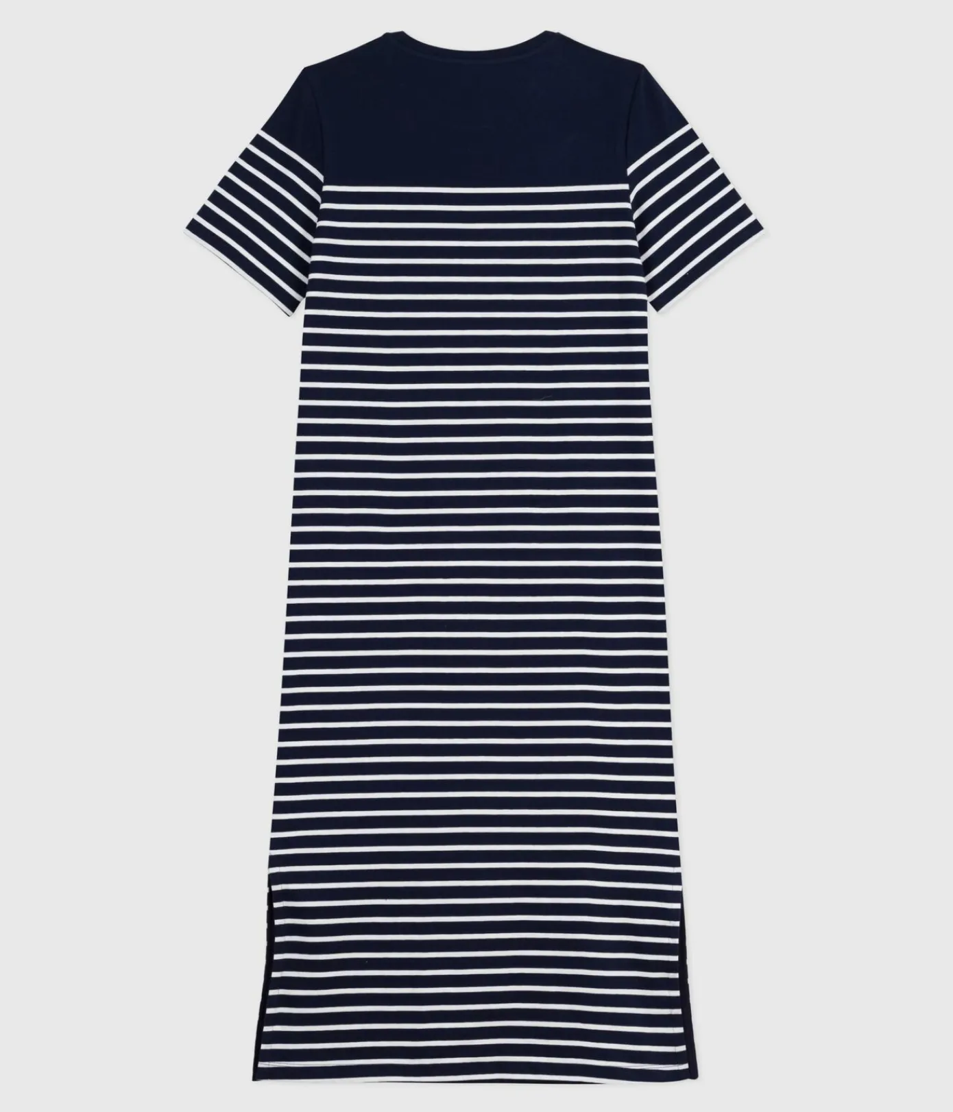 Petit Bateau Kleider, Hosen*Langes Damen-Kleid aus Baumwolle mit Streifen blau SMOKING/weiss MARSHMALLOW