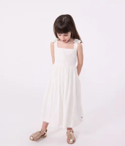 Petit Bateau Kleider, Röcke*Langes Kinder-Trägerkleid aus einfarbiger Baumwolle weiss ECUME