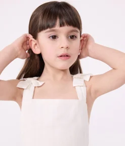 Petit Bateau Kleider, Röcke*Langes Kinder-Trägerkleid aus einfarbiger Baumwolle weiss ECUME