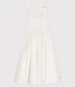 Petit Bateau Kleider, Röcke*Langes Kinder-Trägerkleid aus einfarbiger Baumwolle weiss ECUME