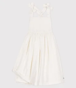 Petit Bateau Kleider, Röcke*Langes Kinder-Trägerkleid aus einfarbiger Baumwolle weiss ECUME