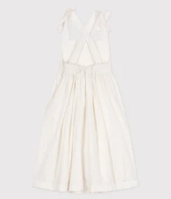 Petit Bateau Kleider, Röcke*Langes Kinder-Trägerkleid aus einfarbiger Baumwolle weiss ECUME