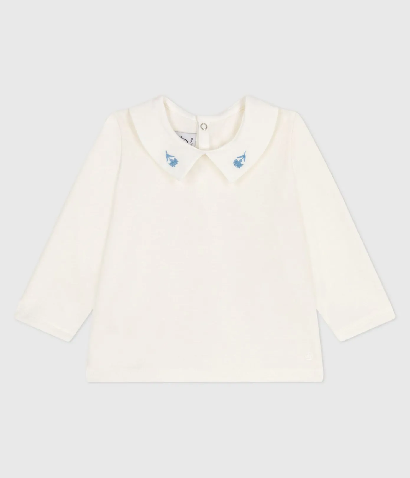 Petit Bateau T-Shirts, Oberteile*Langärmelige Baby-Bluse aus Baumwolle mit besticktem Kragen weiss MARSHMALLOW
