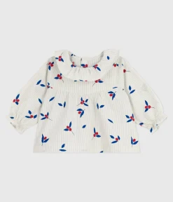 Petit Bateau T-Shirts, Oberteile*Langärmelige Baby-Bluse aus Baumwoll-Musselin mit Beeren-Motiv CO2/ MULTICO