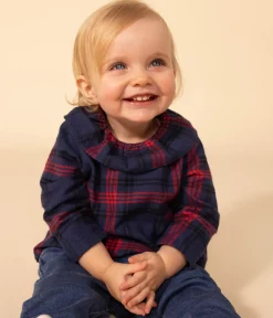 Petit Bateau T-Shirts, Oberteile*Langärmelige Baby-Bluse aus Flanell blau SMOKING/weiss MULTICO