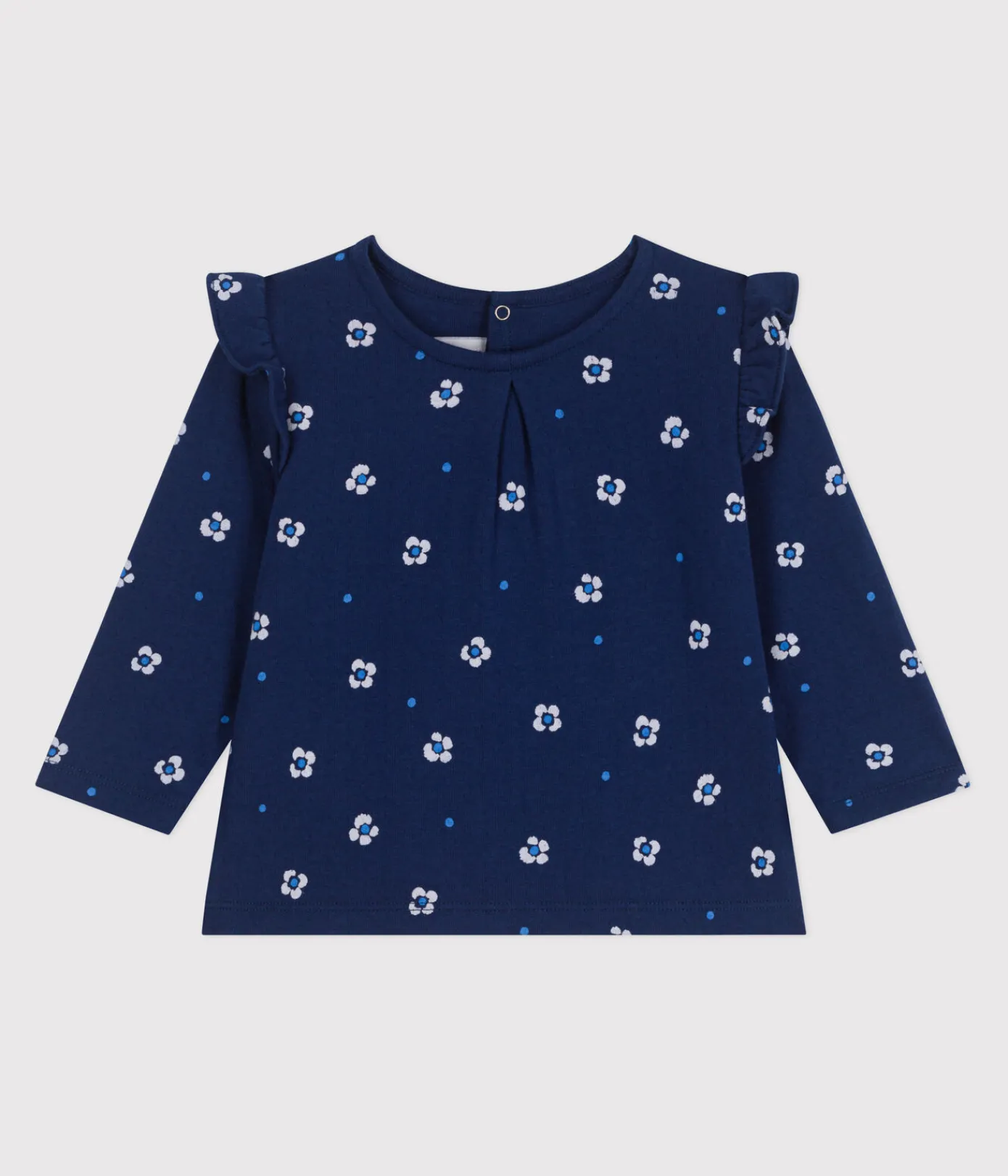 Petit Bateau T-Shirts, Oberteile*Langärmelige Baby-Bluse aus geblümter Baumwolle blau MEDIEVAL/weiss MULTICO