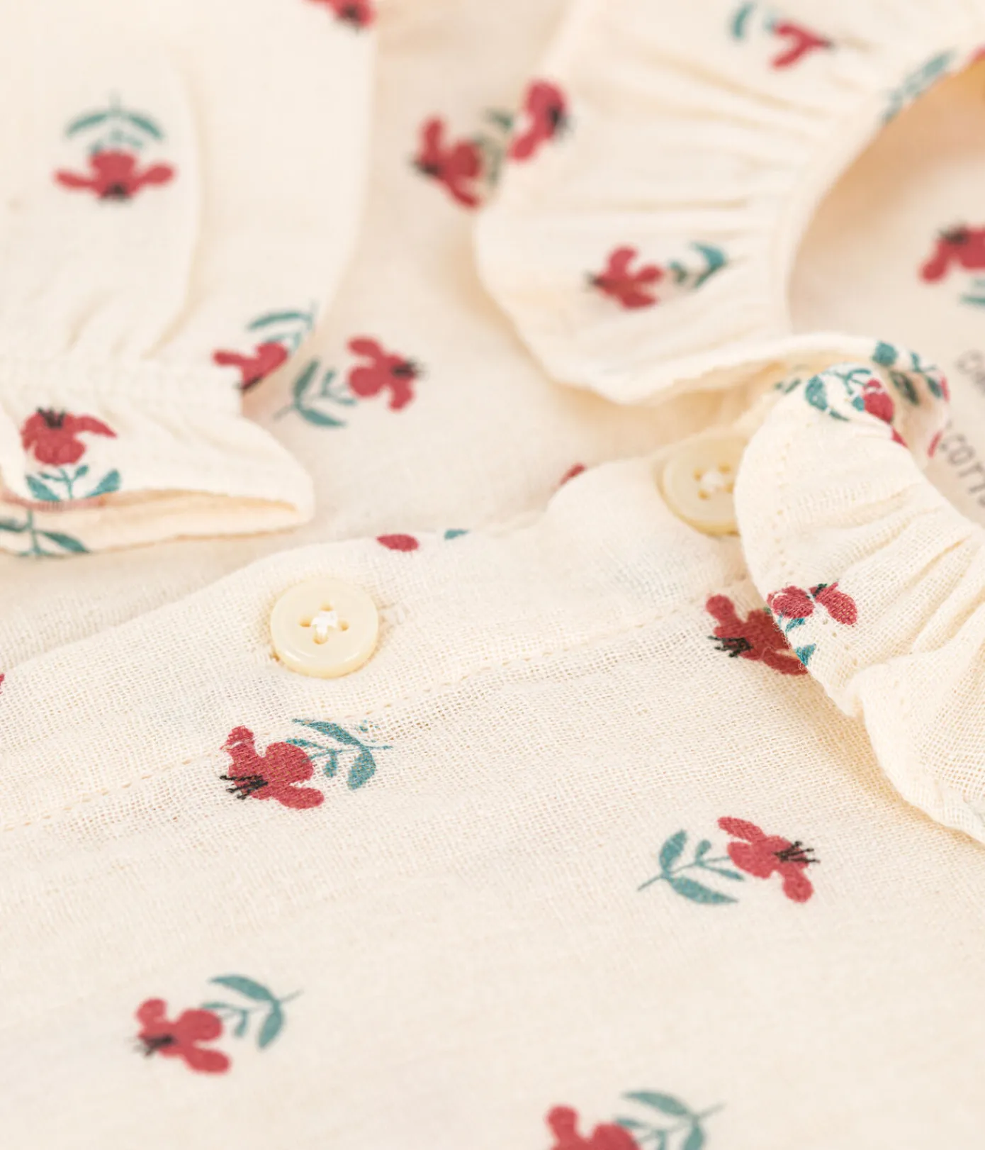 Petit Bateau T-Shirts, Oberteile|Newborn*Langärmelige Babybluse aus Musselin-Stoff weiss AVALANCHE/ MULTICO