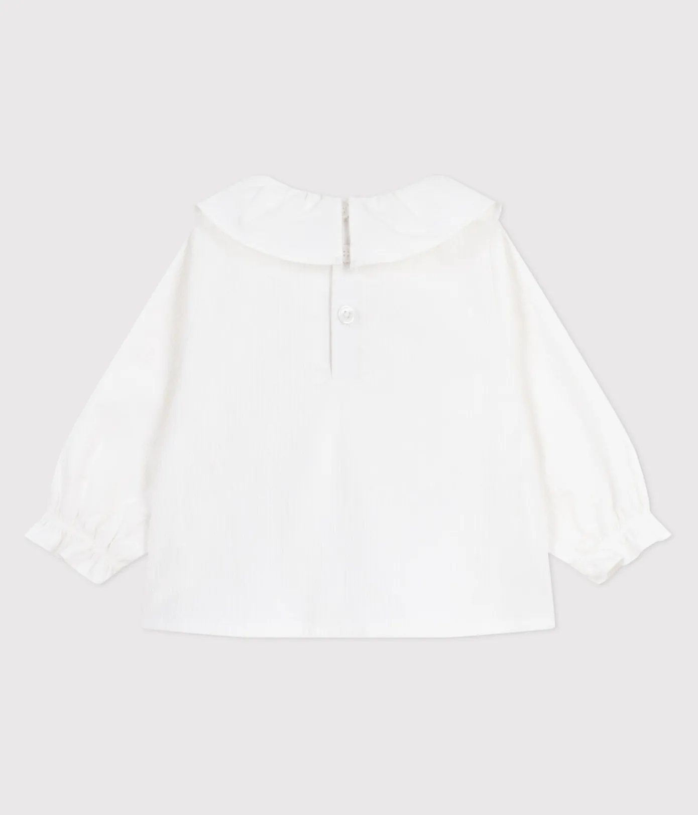 Petit Bateau T-Shirts, Oberteile*Langärmelige Baby-Bluse aus Baumwoll-Popeline mit Kragen und Stickereien weiss ECUME