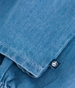 Petit Bateau T-Shirts, Tops, Oberteile*Langärmelige Bluse aus Denim für Mädchen blau DENIM CLAIR