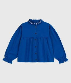 Petit Bateau T-Shirts, Tops, Oberteile*Langärmelige Kinder-Bluse aus einfarbigem Baumwoll-Twill OLYMPIC