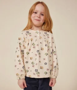 Petit Bateau T-Shirts, Tops, Oberteile*Langärmelige Kinder-Bluse aus Doppeljersey für Mädchen weiss AVALANCHE/ MULTICO