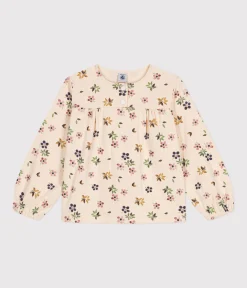 Petit Bateau T-Shirts, Tops, Oberteile*Langärmelige Kinder-Bluse aus Doppeljersey für Mädchen weiss AVALANCHE/ MULTICO