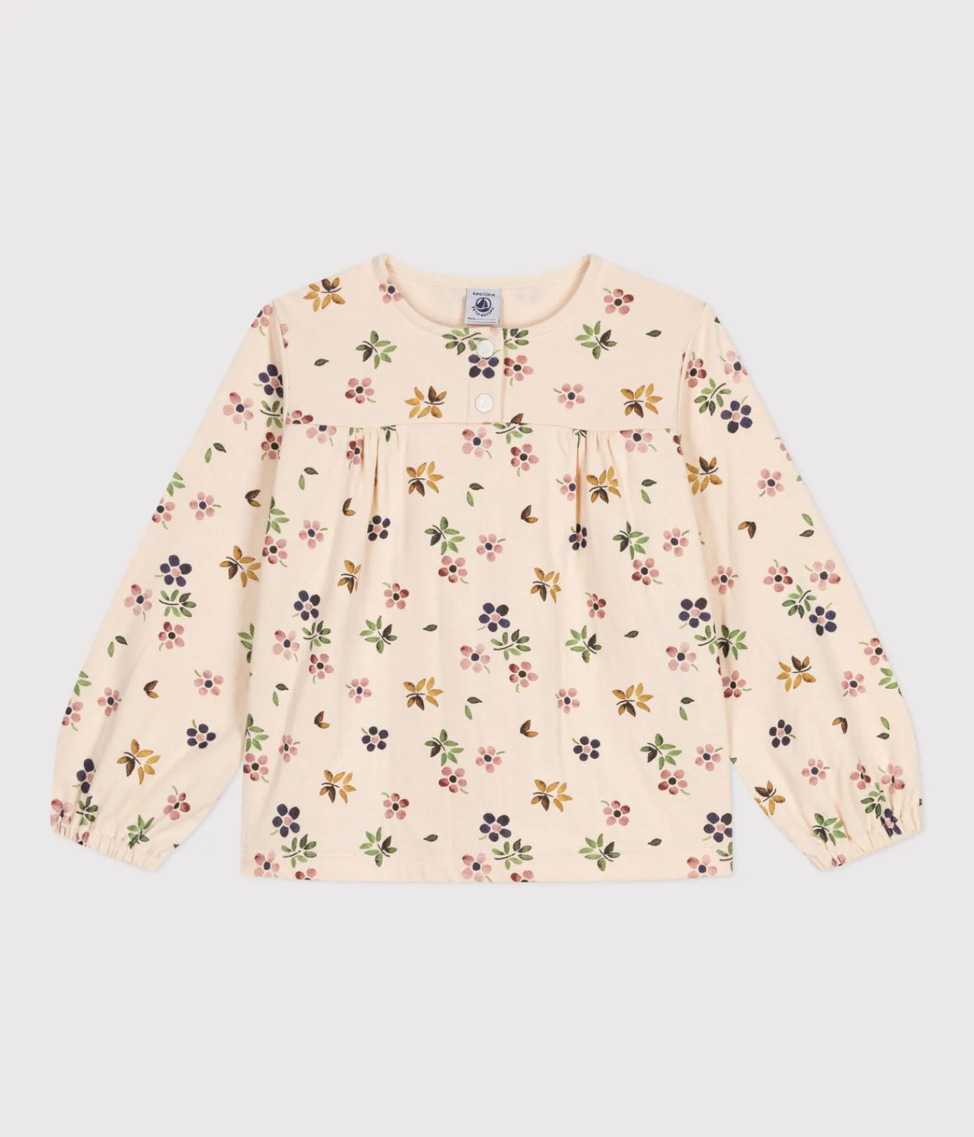 Petit Bateau T-Shirts, Tops, Oberteile*Langärmelige Kinder-Bluse aus Doppeljersey für Mädchen weiss AVALANCHE/ MULTICO