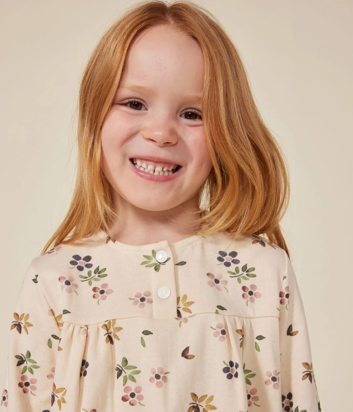 Petit Bateau T-Shirts, Tops, Oberteile*Langärmelige Kinder-Bluse aus Doppeljersey für Mädchen weiss AVALANCHE/ MULTICO