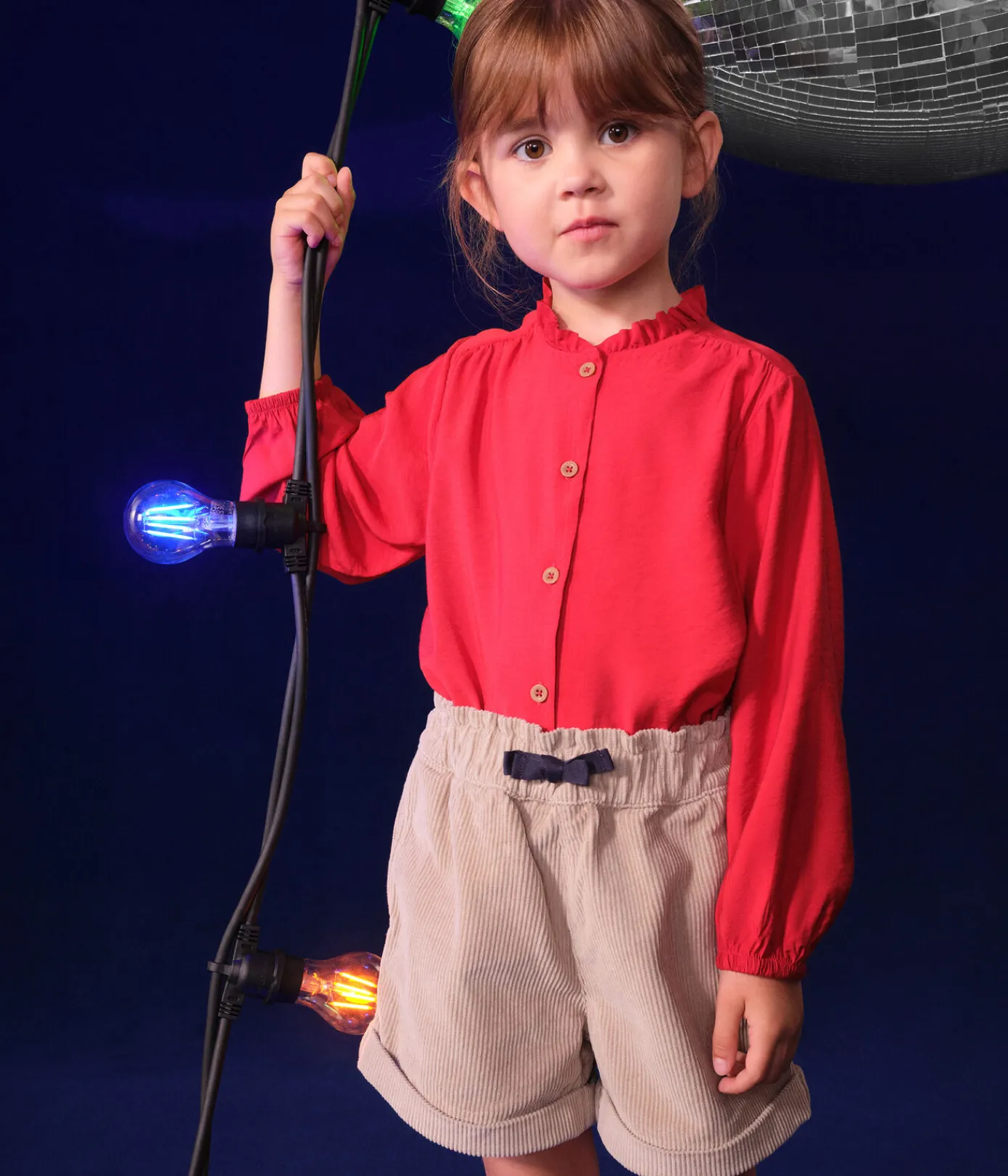 Petit Bateau T-Shirts, Tops, Oberteile*Langärmelige Kinder-Bluse aus Leinenstoff für Mädchen ROT AURORA