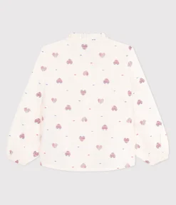 Petit Bateau T-Shirts, Tops, Oberteile*Langärmelige Kinder-Bluse mit Herzmotiv weiss AVALANCHE/ MULTICO